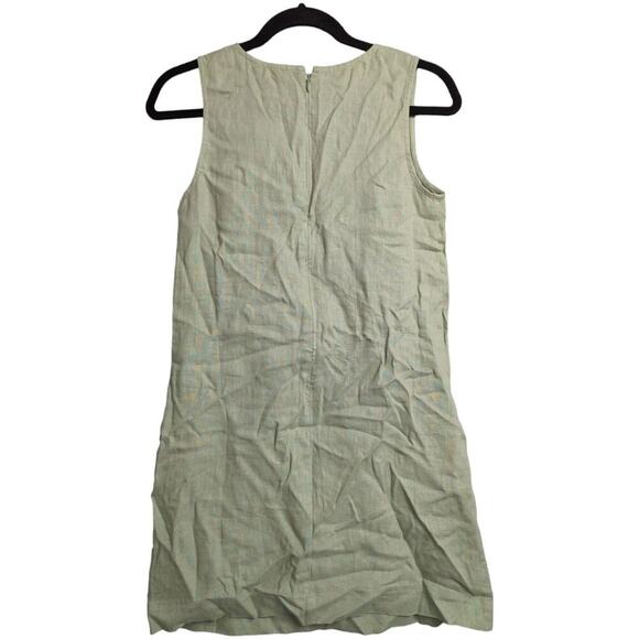 Madewell Green Sleeveless V Neck Zip Back Linen Dress Style NP101 Size XS - Picture 3 of 11